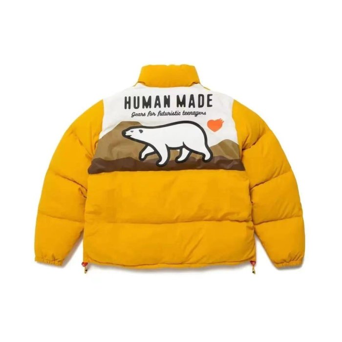 KK精選 HUMAN MADE DOWN JACKET冬季行走北極熊印花面包羽絨棉服外套男女