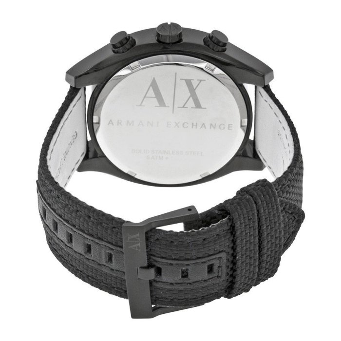 美國百分百【Armani Exchange】AX 手錶 三眼計時 阿曼尼 AX1610 不鏽鋼 尼龍錶帶 黑色 I313