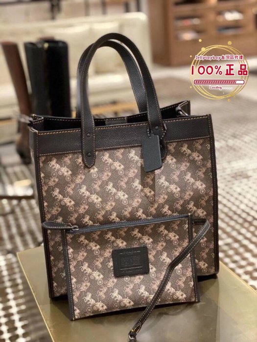 台灣現貨 Coach 拖特包 89354 馬車老花帆布 FIELD TOTE 直立式 全新正品 CELINE帆布