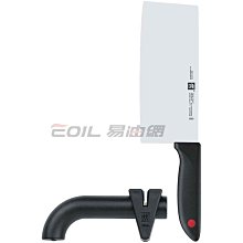 【易油網】Zwilling 雙人牌 TWIN Grip 兩件組(中式菜刀+磨刀器) 紅點 32331-007