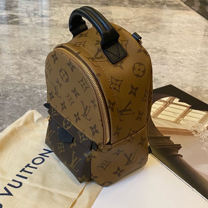 【翰貝格名牌館】全新真品 LV Palm Springs  MINI 焦糖 拼色 小型 後背包 M44872