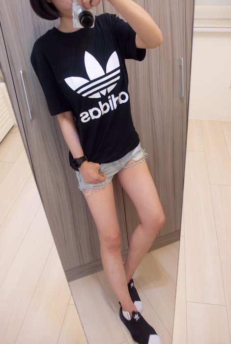 Adidas Originals 愛迪達 三葉草 AJ8830 黑色 黑白 洋裝 基本款 長版圓領T桖短袖t桖短t/澤米