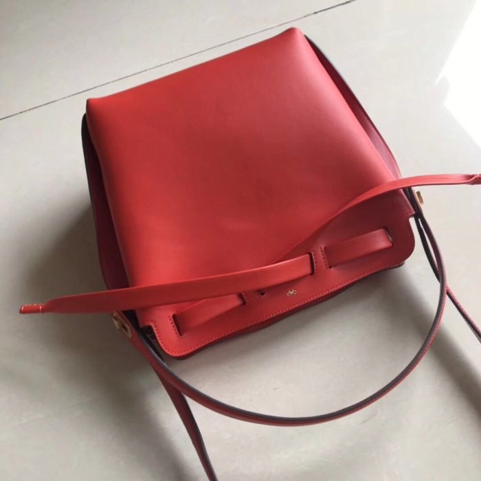 ╭☆包媽子店☆Anya Hindmarch Small Shoelace Drawstring Bag 橘紅色手提單肩包