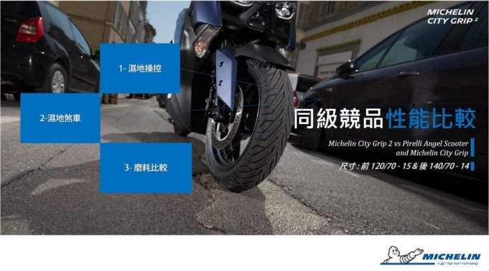 [屏東-晟信二輪]米其林 MICHELIN CITY GRIP 2 110/70-16 店內安裝氮氣平衡除臘(工資另計)