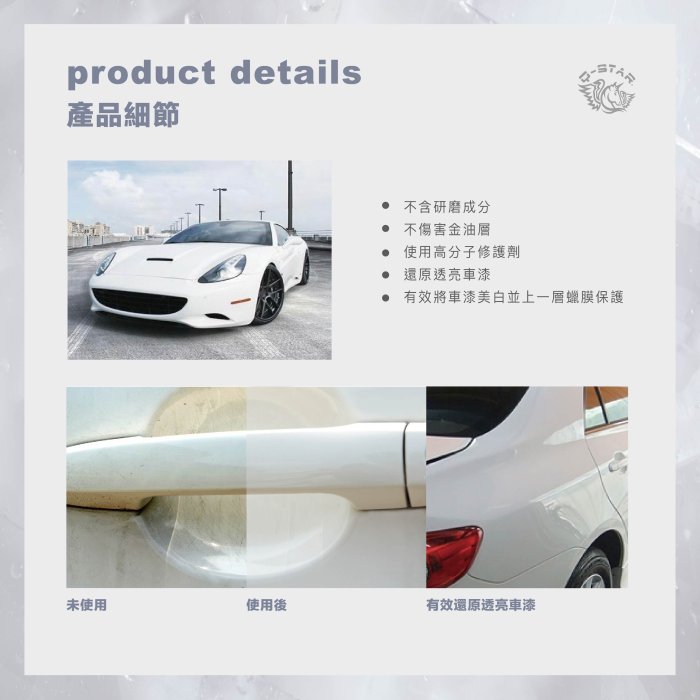 Q-STAR 汽車蠟/汽車臘(白色車限定)美白透亮組美白臘+微晶T8固臘880元免運費