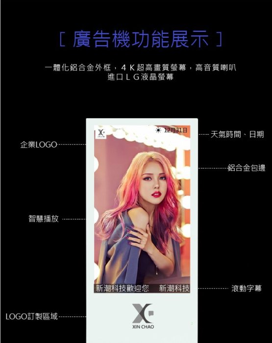 【新潮科技】32吋折叠式水牌電子看板《Win版》 電子看板 數位看板 多媒體播放機 客製觸控互動式聯網 win7廣告機
