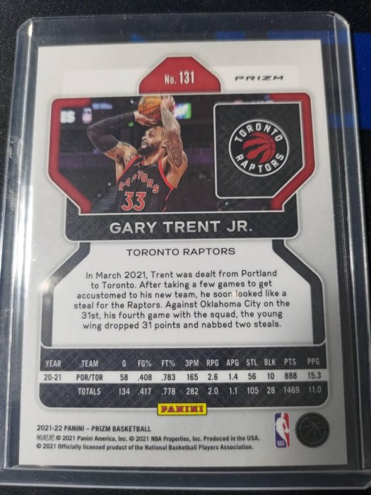 Gary Trent Jr. PRIZM 75周年平行卡