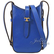 【茱麗葉精品】【全新精品 優惠中】TODS 專櫃商品 金屬LOGO小牛皮穿扣式斜背手機包.寶藍 現貨