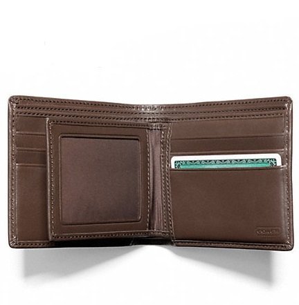 Coco小舖COACH 74686 Signature Embossed  Compact ID Wallet 駝色