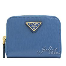 【茱麗葉精品】【全新精品 】PRADA 專櫃商品 1MM268 三角LOGO水波防刮拉鍊零錢包.藍 預購無現貨