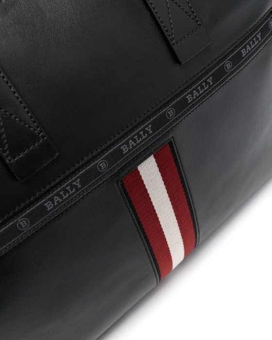 [全新真品代購-S/S23 新品!] BALLY LOGO織帶 黑色皮革 托特包 / 側背包