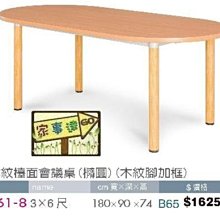 [ 家事達]台灣 【OA-Y61-9】 木紋檯面會議桌(橢圓/木紋腳加框) 特價---已組裝限送中部
