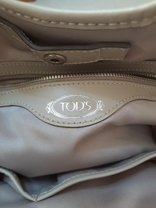 TOD’S G-Line粉膚色牛皮飾邊亮漆皮帆布手提包/斜背包/Tods G bag 粉膚色手提斜肩兩用包/ TODS 粉藕色亮面漆皮G-BAG托特包