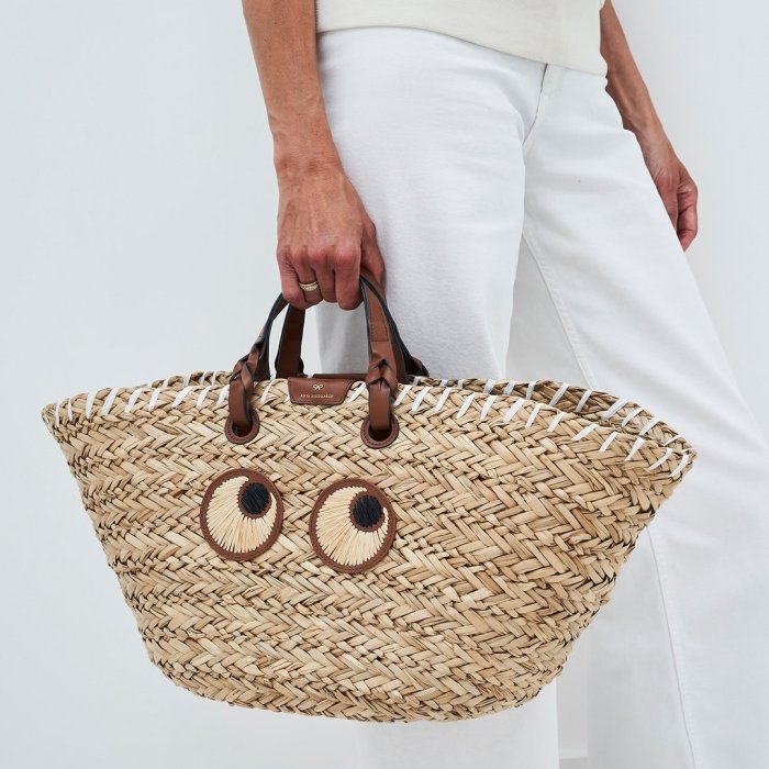 折扣預購】23春夏正品ANYA HINDMARCH Eyes Large Basket大眼睛大款草編