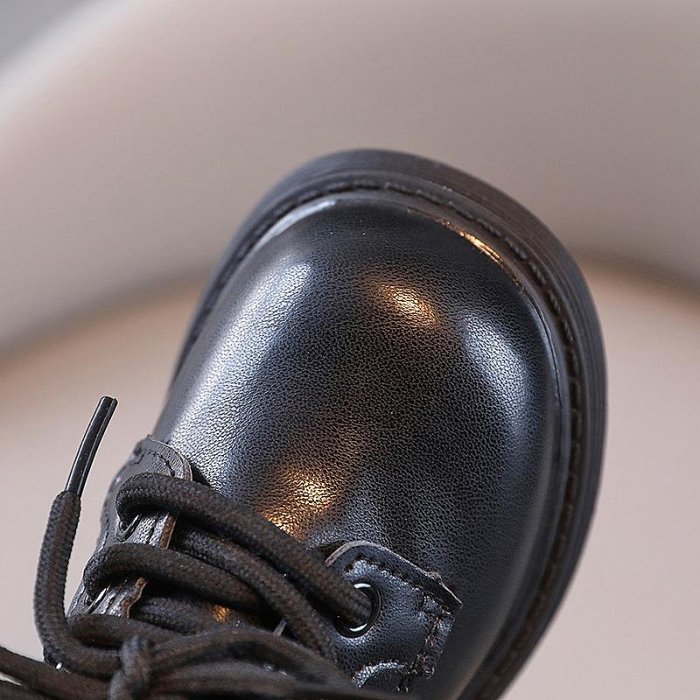 女童童鞋 QShoes 男童復古純色黑色棕色男嬰皮鞋兒童學校正裝鞋满599免運