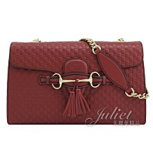 【茱麗葉精品】全新精品 GUCCI 449635 Guccissima 雙G牛皮壓紋金鍊肩背包.紅 預購無現貨