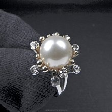 珍珠林~10MM單顆珠雙色花戒指~日本最高級南洋硨磲貝珍珠 (內徑17.18mm) #087