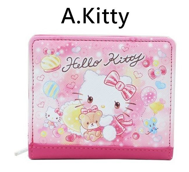 【傳說企業社】短夾 三麗鷗 Hello Kitty 美樂蒂 雙子星 繽紛 浪漫 渲染 菱紋 多層 錢包 皮夾 正版