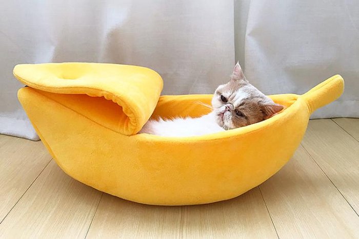 【現貨】ins同款香蕉貓窩寵物狗窩香蕉窩泰迪狗窩封閉式保暖香蕉船貓咪床