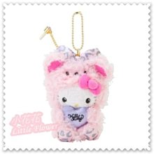 ♥小花花日本精品♥ Hello Kitty 豹紋小熊公仔立體造型絨布耳機孔塞手機吊飾67833702