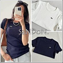 SaNDoN x『LACOSTE』圓領立體剪裁設計羅紋輕盈透氣彈性超級好短TEE 240325