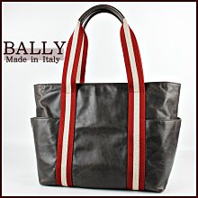 【桑園の】二手真品◆義大利製 BALLY 頂級小牛皮 雙色織帶 大容量托特包 肩揹包 週日結標 D 4274