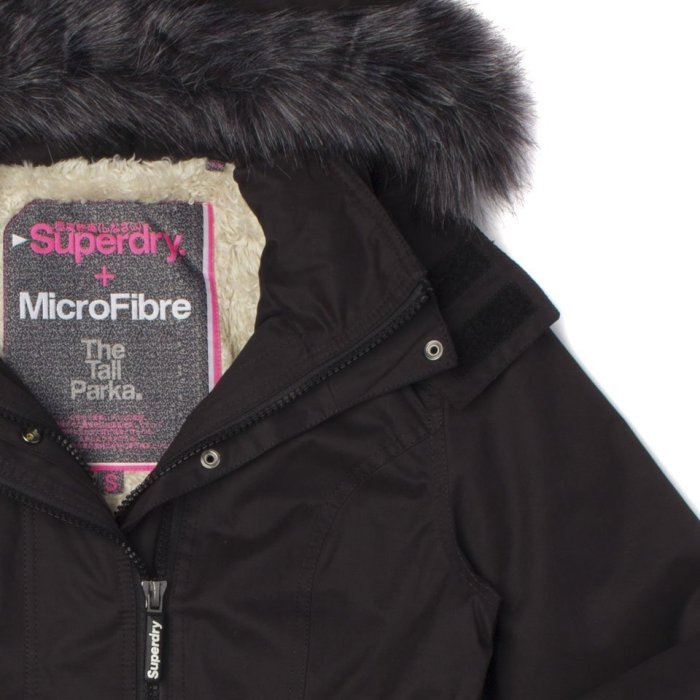 極度乾燥 Superdry Tall Parka Windcheater 加厚保暖 長版 雙排拉鍊 風衣 外套 超細纖維 黑