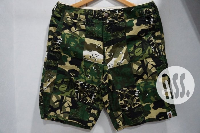 特價「NSS』A BATHING APE PANEL CAMO CHINO SHORTS 迷彩 短褲 S M L