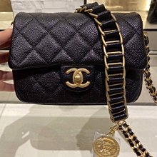 CHANEL AS2482 荔枝皮 MINI 18CM 方胖子 金幣鍊帶包 黑 現貨