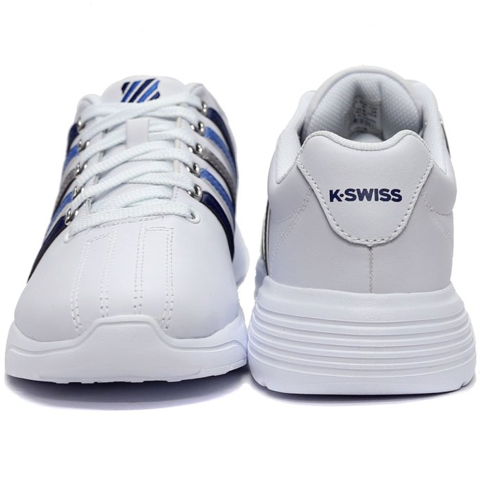 K-SWISS 06165-145 白×藍×灰 3D鞋底皮質休閒運動鞋，有13號【特價出清】816K 免運費加贈襪子