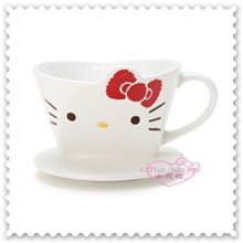 ♥小花花日本精品♥ Hello Kitty 陶瓷咖啡濾杯 陶瓷杯 啡滴頭 滴濾杯 大臉造型 蝴蝶結 11279709