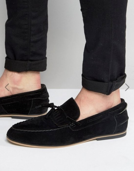 ASOS Tassel Loafers In Black Faux Suede With Fringe麂皮 樂福鞋 懶人