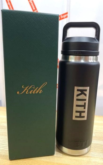 BLACK全新YETI x KITH露營戶外專用OUTDOOR霧面BOX LOGO特大保溫瓶/保溫壺