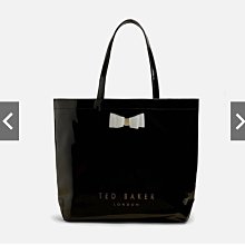 (嫻嫻屋) 英國ASOS Ted Baker-時尚名媛蝴蝶結貼花設計黑色大提袋禮物Bow Bag 現貨