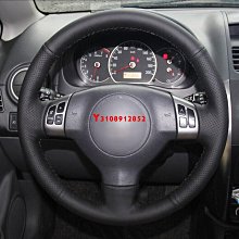 SUZUKI 手縫黑色人造皮革汽車方向盤套適用於鈴木 Swift Sport 2005-2011 Splash