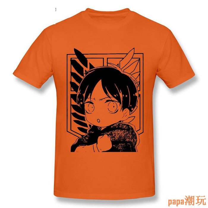 papa潮玩全新進擊的巨人 Shingeki No Kyojini 動漫 T 恤男士頂級品質短袖圓領 T 恤 T 恤上衣