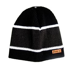 【海倫精坊】ＪＥＡＮＳ仿皮標幟短版雙層黑色毛帽(特價１５０元)冬季保暖男女適B1301