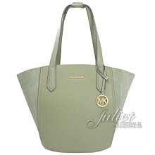 【茱麗葉精品】全新精品 MICHAEL KORS 專櫃款 PORTIA 絨面皮革拼接肩背托特包.橄欖綠 現貨