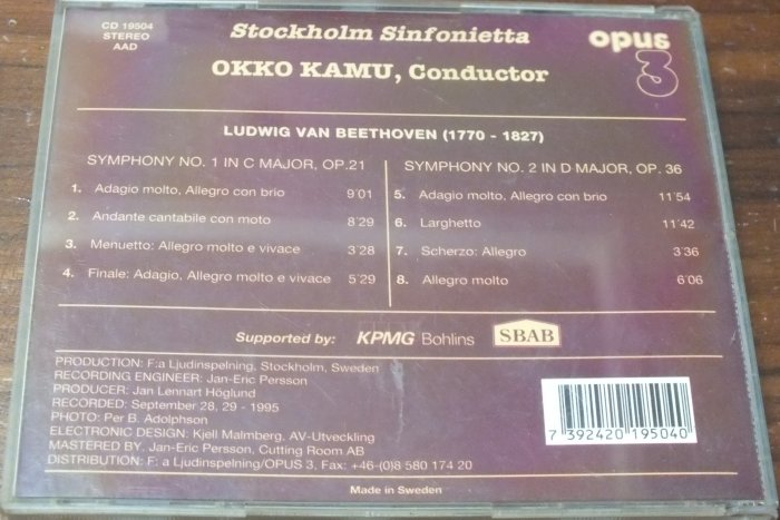 Opus 3-Beethoven Symphonies Nos 1&2-瑞典版,有IFPI