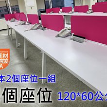 【簡素材二手OA工作站】工作站120*120(2人對坐)