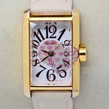 《寶萊精品》ORIENT 東方金粉紅白長型石英女子錶