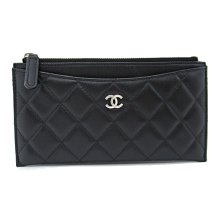 CHANEL 香奈兒 AP0227 Matelasse flat 錢包 羊皮 黑色 日本現貨 包郵包稅 9.5成新【BRAND OFF】