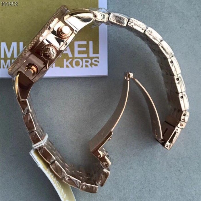 MICHAEL KORS 女錶 MK手錶 晶燦亮麗玫瑰金點綴三眼腕錶 MK6077 三眼日曆石英腕錶