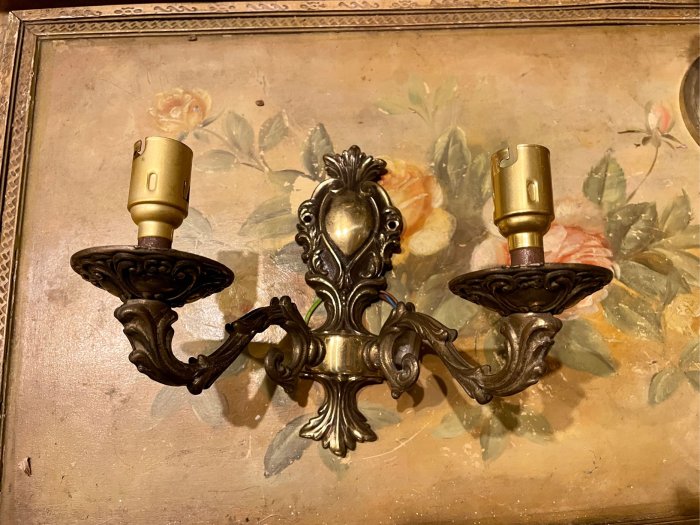 歐式古典巴洛克式黃銅雕花雙頭壁燈