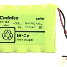 《德源科技》三洋 Cadnica 5N-700AACL 三洋6V 700mAh 充電電池組