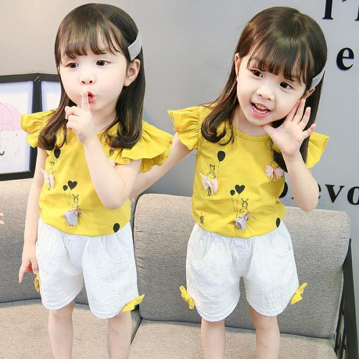 【熱賣】女童套裝夏季韓版童裝嬰幼兒小孩衣服小寶寶短袖兒童兩件套女寶夏裝-滿599免運 巴卡巴卡
