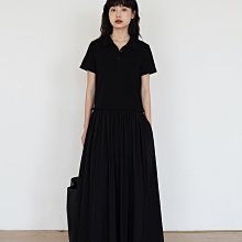 CHIC U 日常著裝黑色連身裙復古氣質赫本風洋裝大擺裙A字長裙
