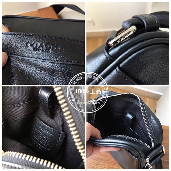 折扣款 全新正品 COACH 54782 藍黑色 全皮純色款 GRAHAM CROSSBODY 經典 郵差包 斜背包