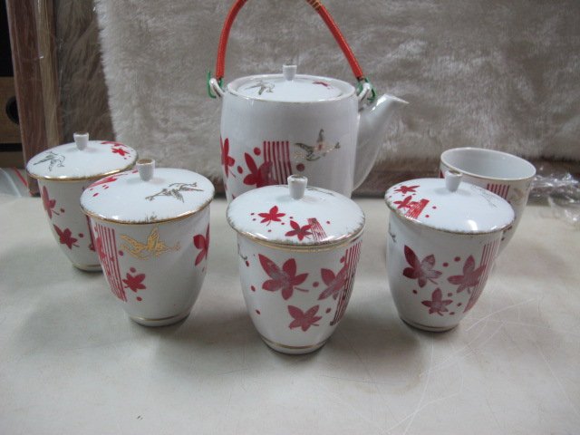 二手舖 NO.6472 日本九谷燒 日式茶具組 茶壺+茶杯 茶蓋 老件收藏