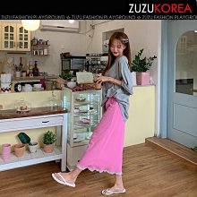 100%韓國空運 [ZUZUKOREA] 女性魅力 裙擺蕾絲設計羅紋長裙(四色) 220526